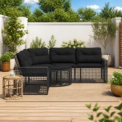 L-Shaped Garden Sofa Set with Footstool: Your Outdoor Retreat