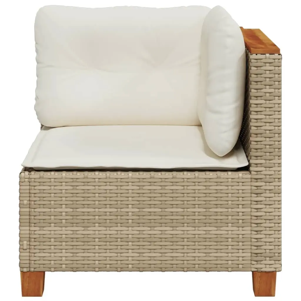 Outdoor Corner Sofa Beige PE Rattan Garden Lounge Seating with Cushions Modular