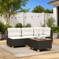 Black Poly Rattan Sofa