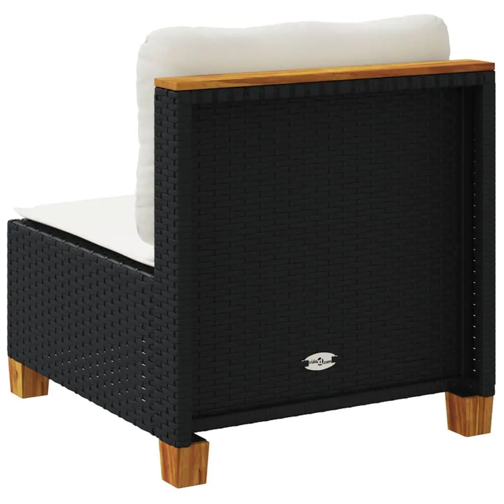 Outdoor Garden Sofa Black Armless PE Rattan with Cushions