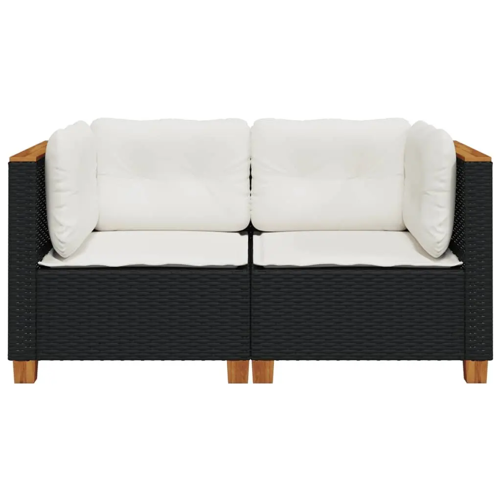 Outdoor Corner Sofa Black 2 Piece Modular Cushioned Seating