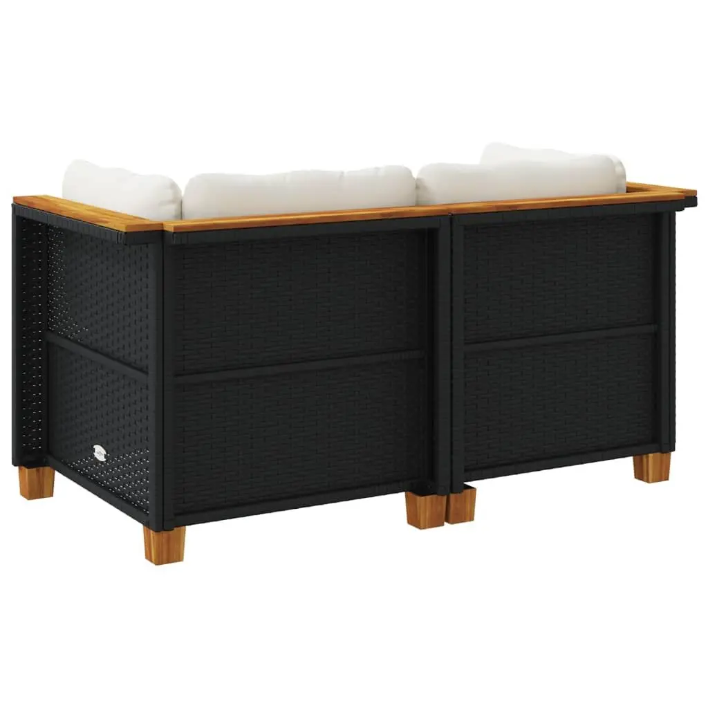 Outdoor Corner Sofa Black 2 Piece Modular Cushioned Seating