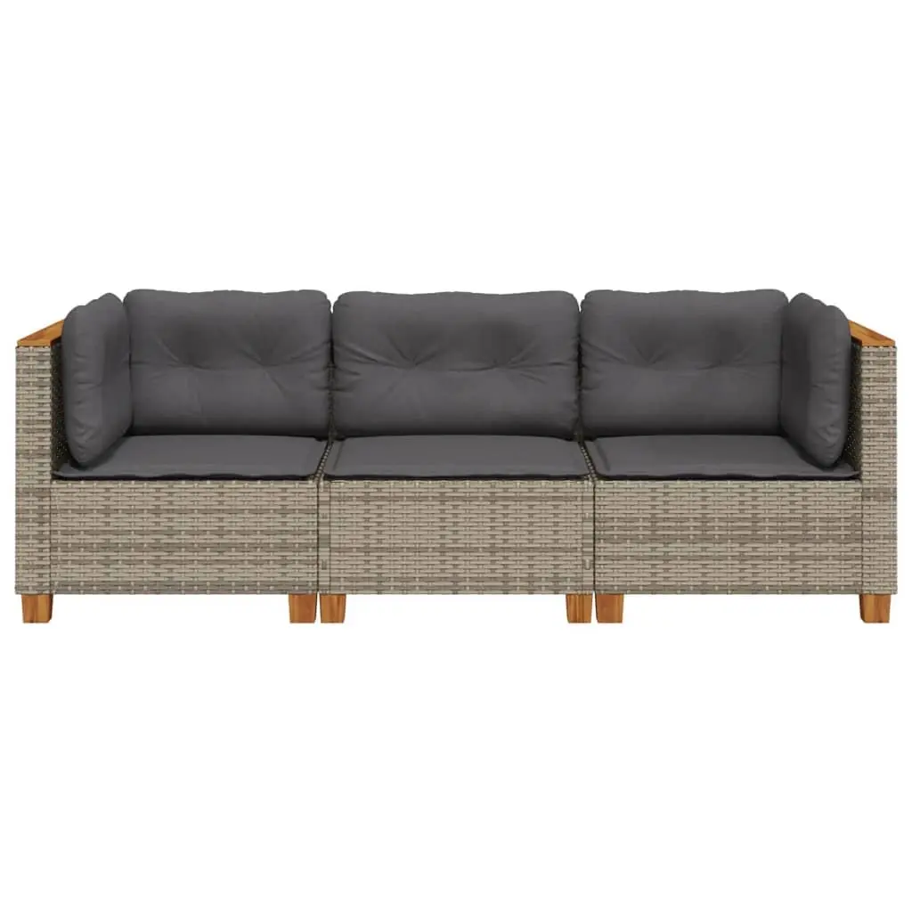 Outdoor Garden Sofa Grey 3-Seater PE Rattan Modular Lounge Furniture