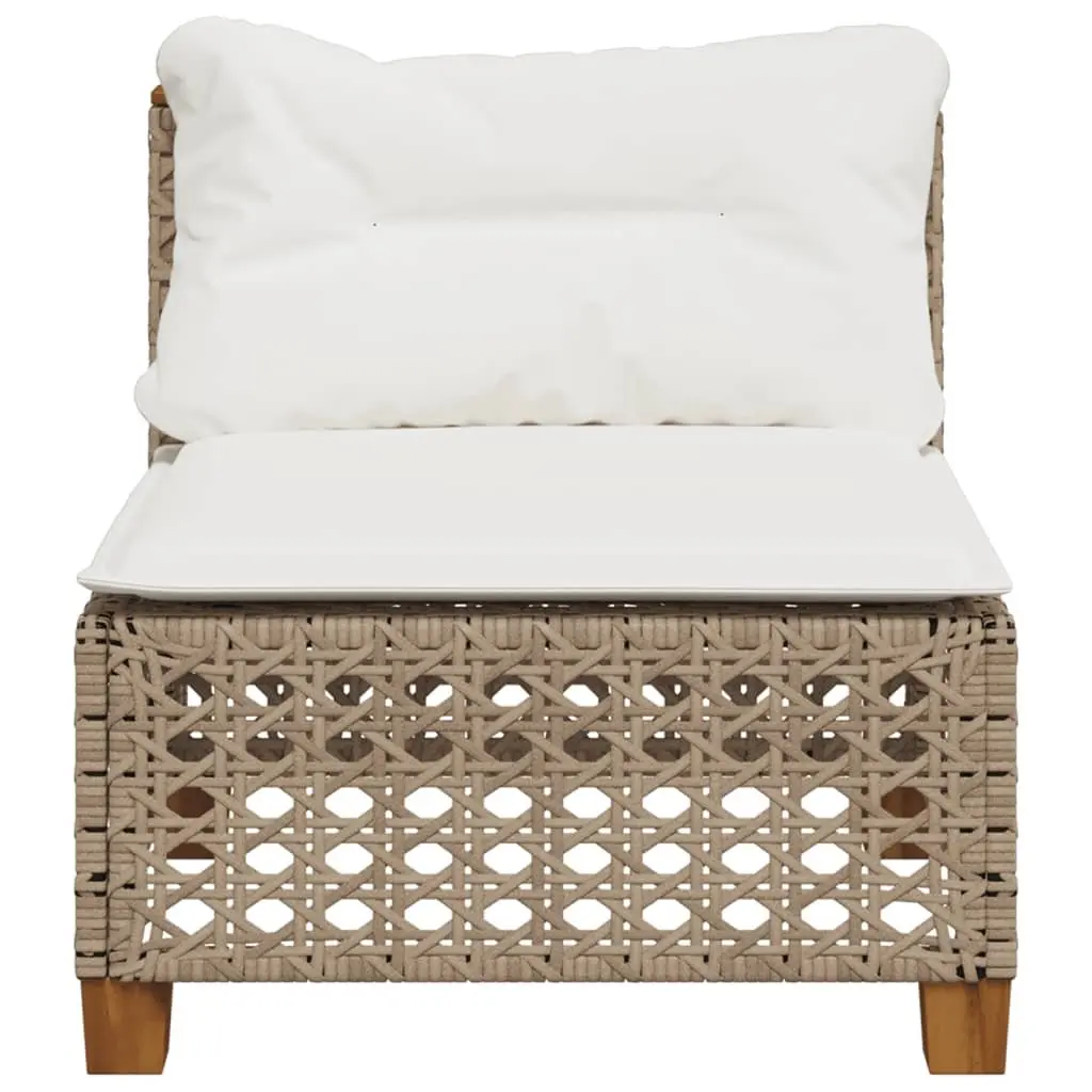 Outdoor Garden Sofa Armless Beige Poly Rattan Modular Lounge Seating Cushions