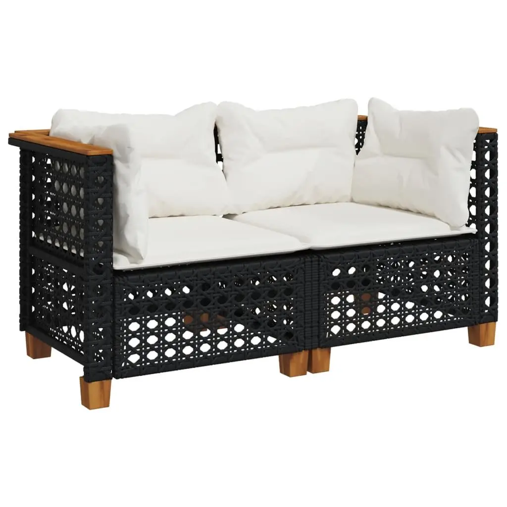 Outdoor Corner Sofa Set 2 pcs Garden Lounge Seating with Cushions Black