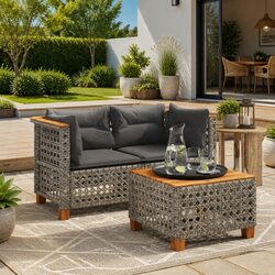Grey Corner Sofas Set with Cushions for Outdoor Comfort