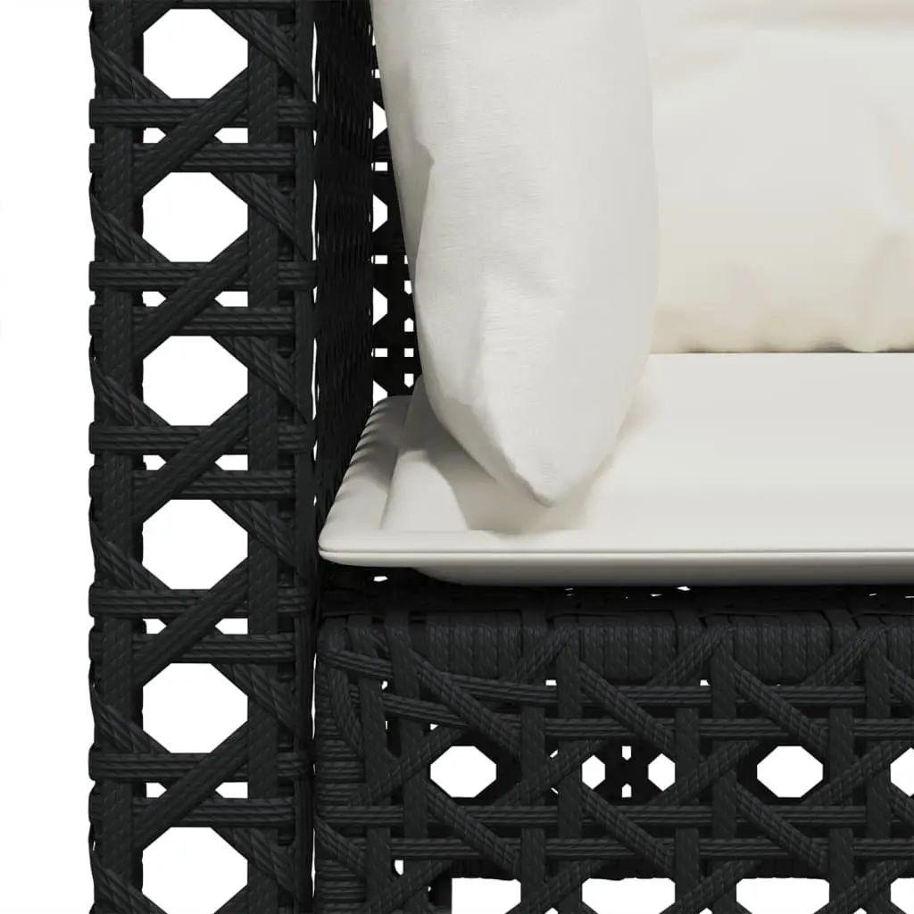 3-Seater Outdoor Garden Sofa Black PE Rattan Lounge with Cushions Modular