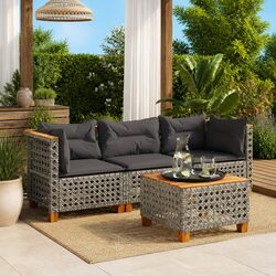 Compact 3-Seater Outdoor Sofa with Cushions in Grey