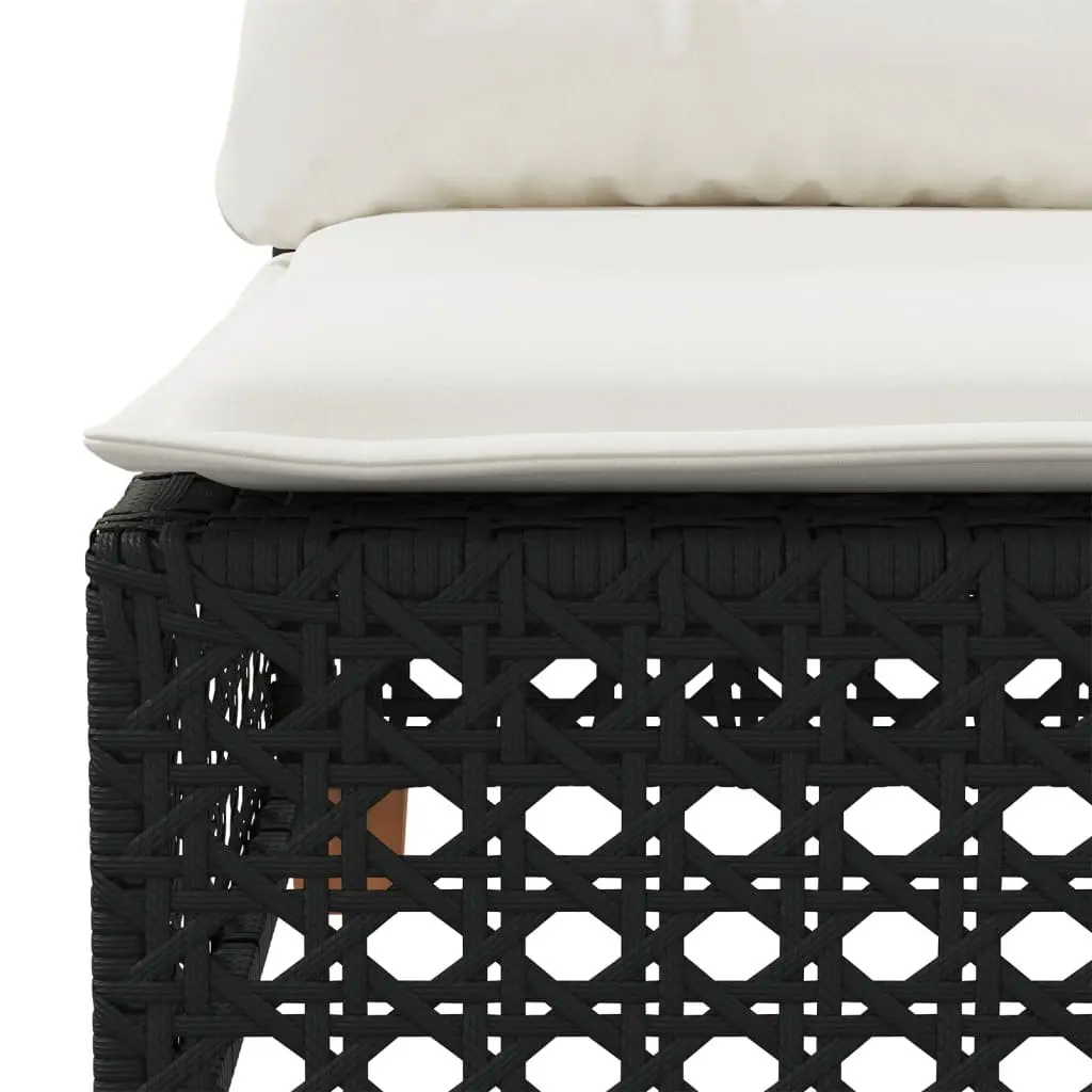 3-Seater Outdoor Garden Sofa with Cushions Black Poly Rattan Lounge Seating