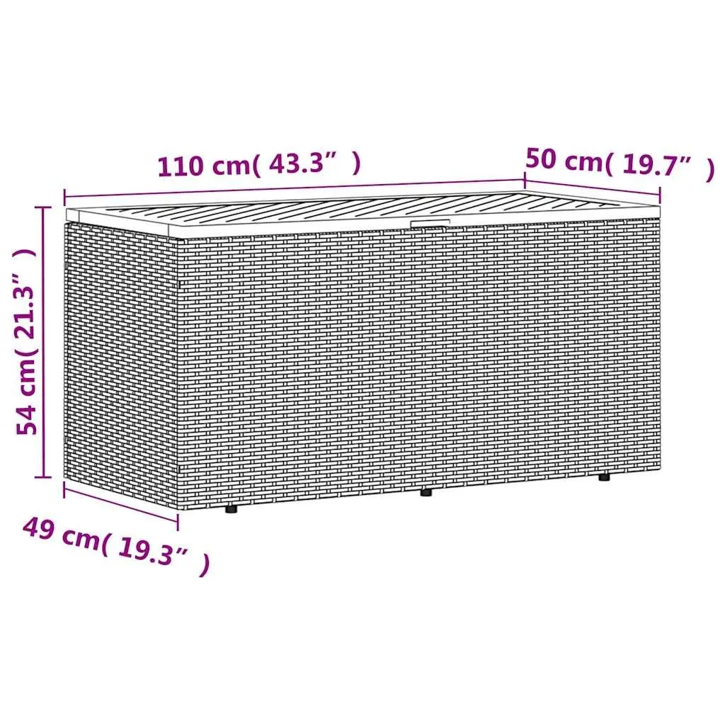 Garden Storage Box Grey Outdoor Furniture Poly Rattan Bench Seat Patio Box