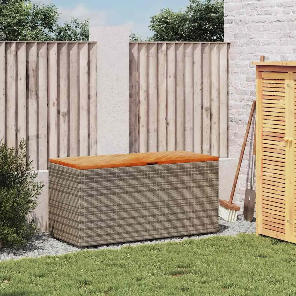 Garden Storage Box Grey Outdoor Furniture Poly Rattan Bench Seat Patio Box