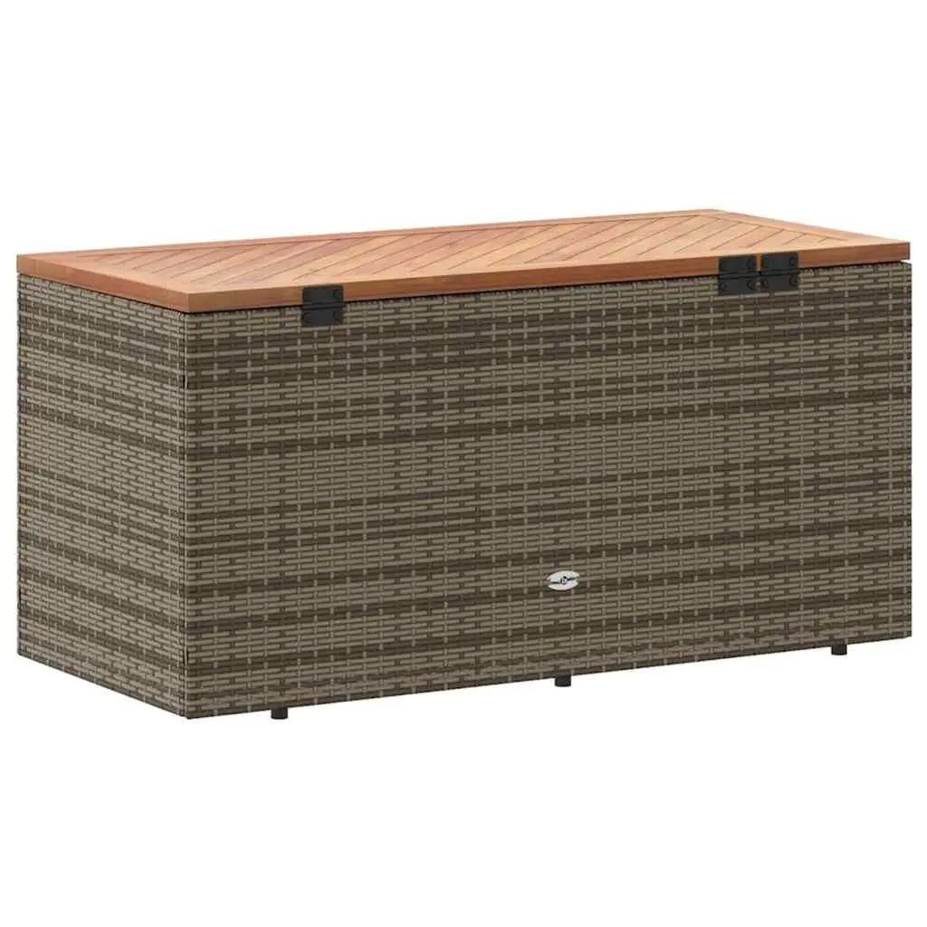 Garden Storage Box Grey Outdoor Furniture Poly Rattan Bench Seat Patio Box