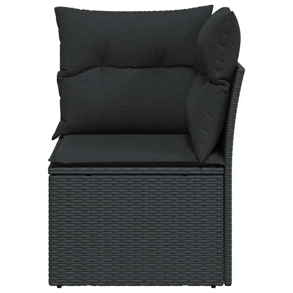 Garden Corner Sofa with Cushions Black Poly Rattan Outdoor Sectional Seating Set