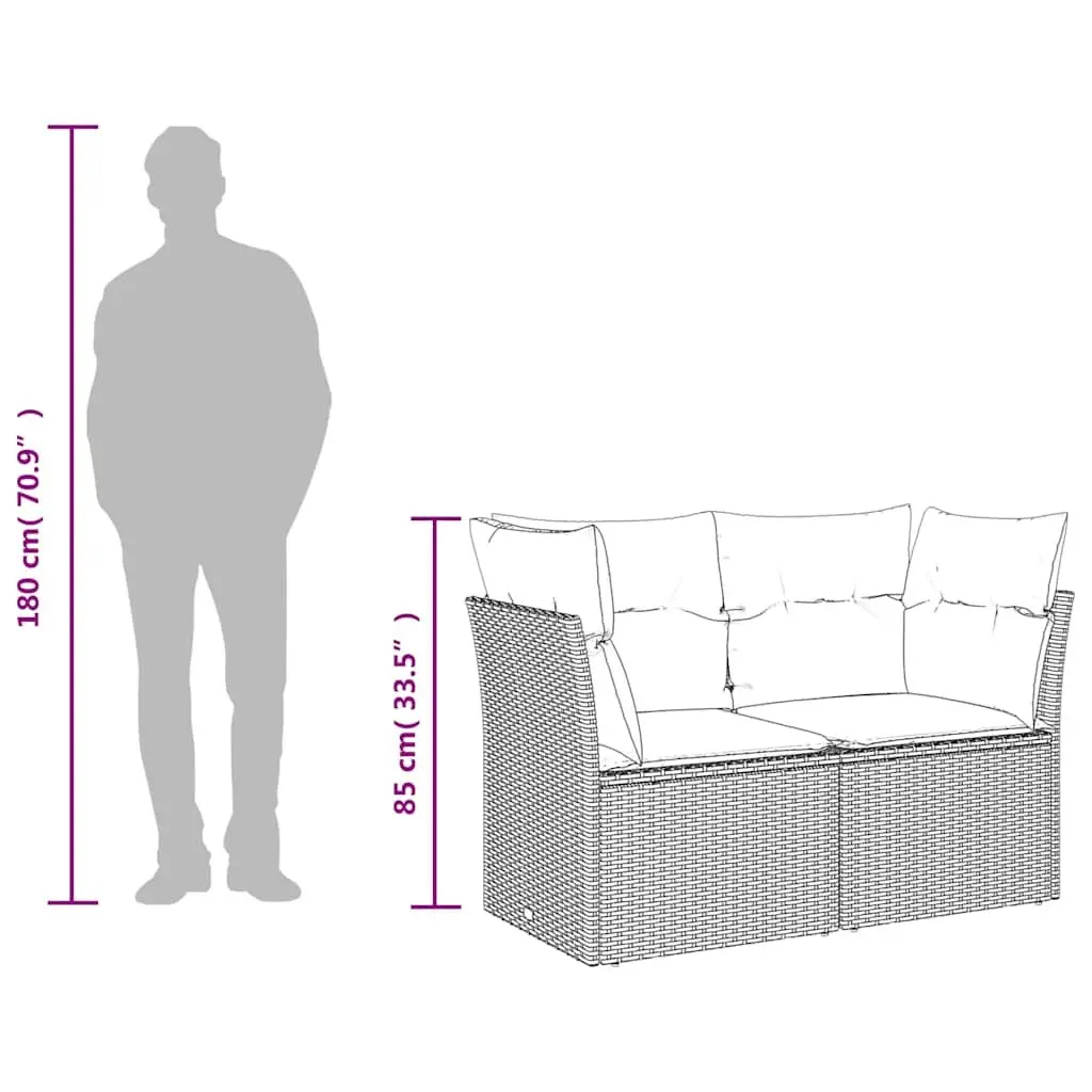 2-Seater Garden Sofa Black PE Rattan Outdoor Furniture with Cushions