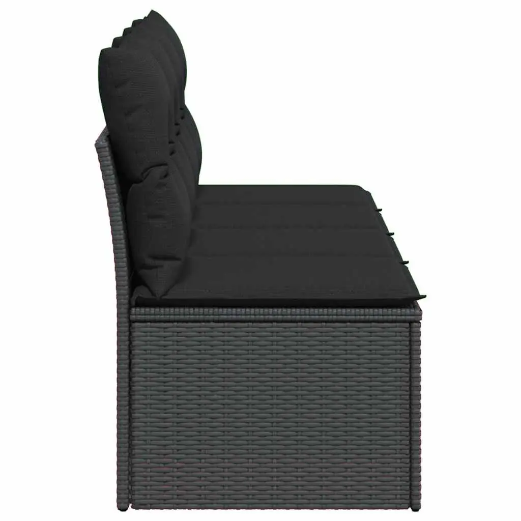 Outdoor Garden Sofa Black Modular 4-Seater with Cushions