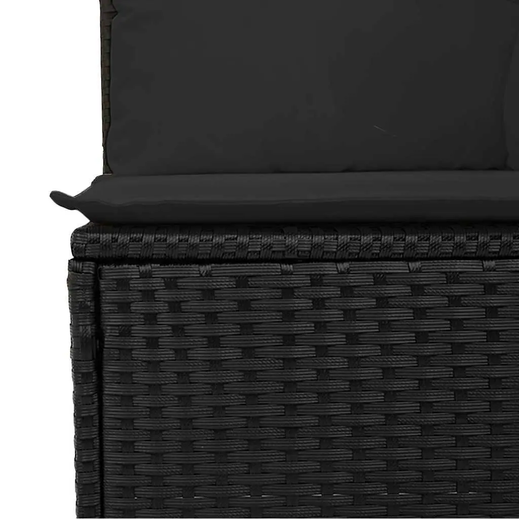 Outdoor Garden Sofa Black Modular 4-Seater with Cushions