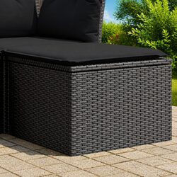 Garden Stool with Storage Cushion Outdoor Furniture Poly Rattan Black 55x55x37cm