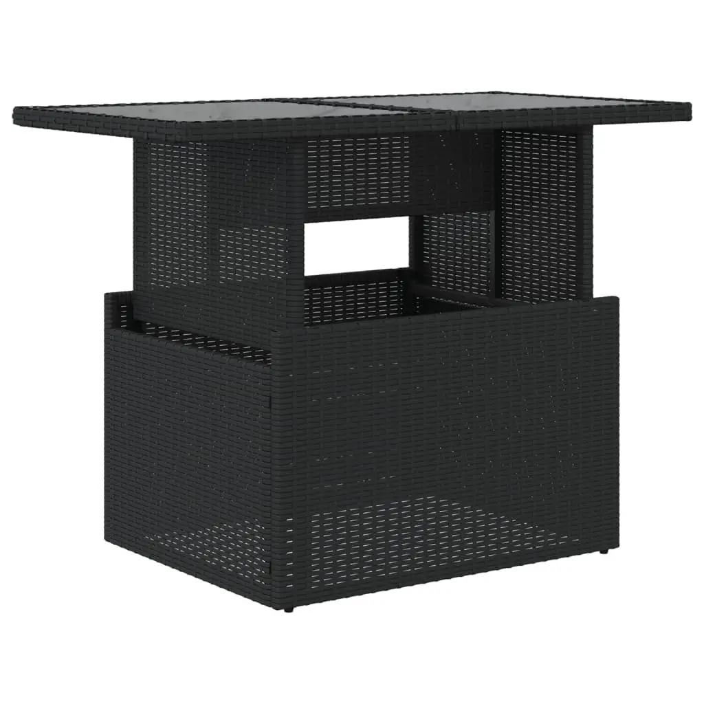 Garden Table with Adjustable Glass Top Black Outdoor Furniture Patio Dining