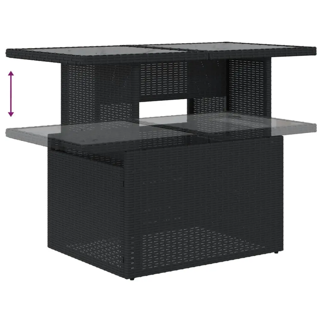 Garden Table with Adjustable Glass Top Black Outdoor Furniture Patio Dining