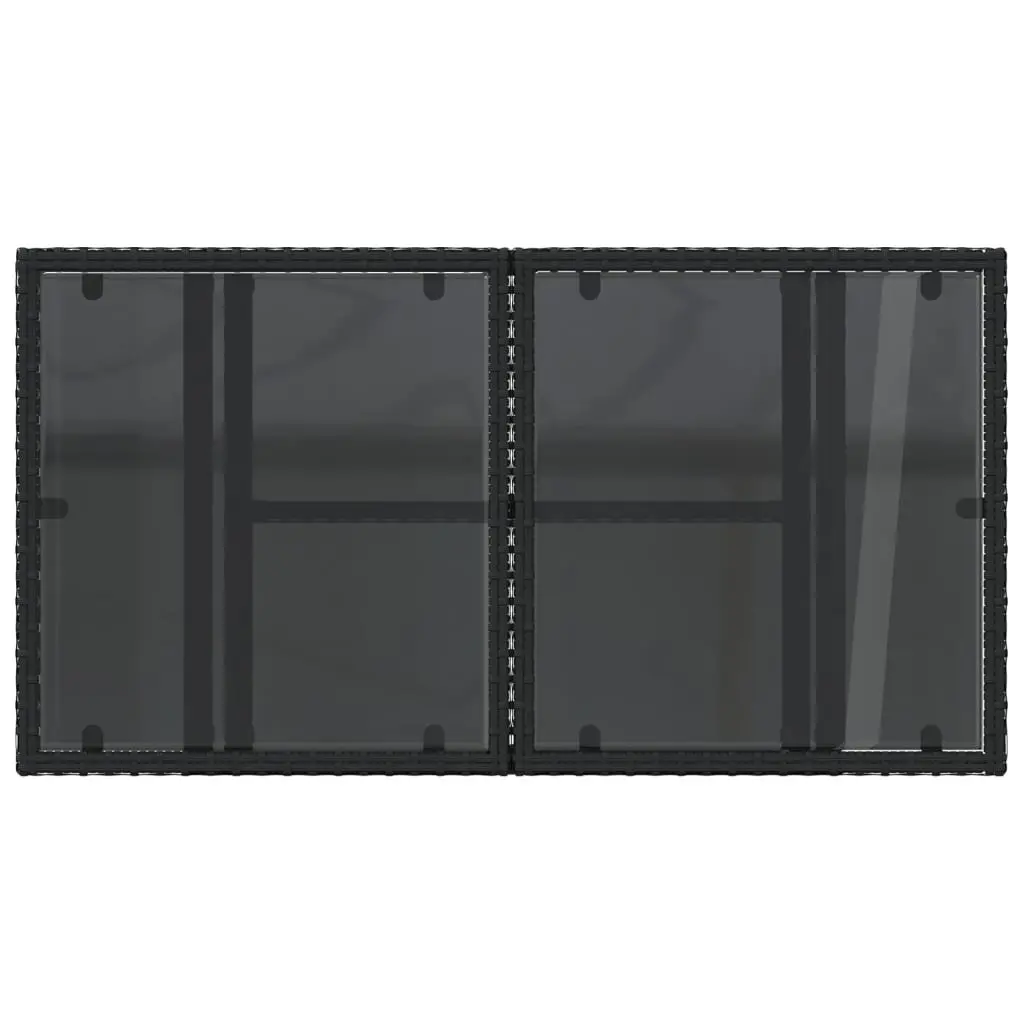 Garden Table with Adjustable Glass Top Black Outdoor Furniture Patio Dining