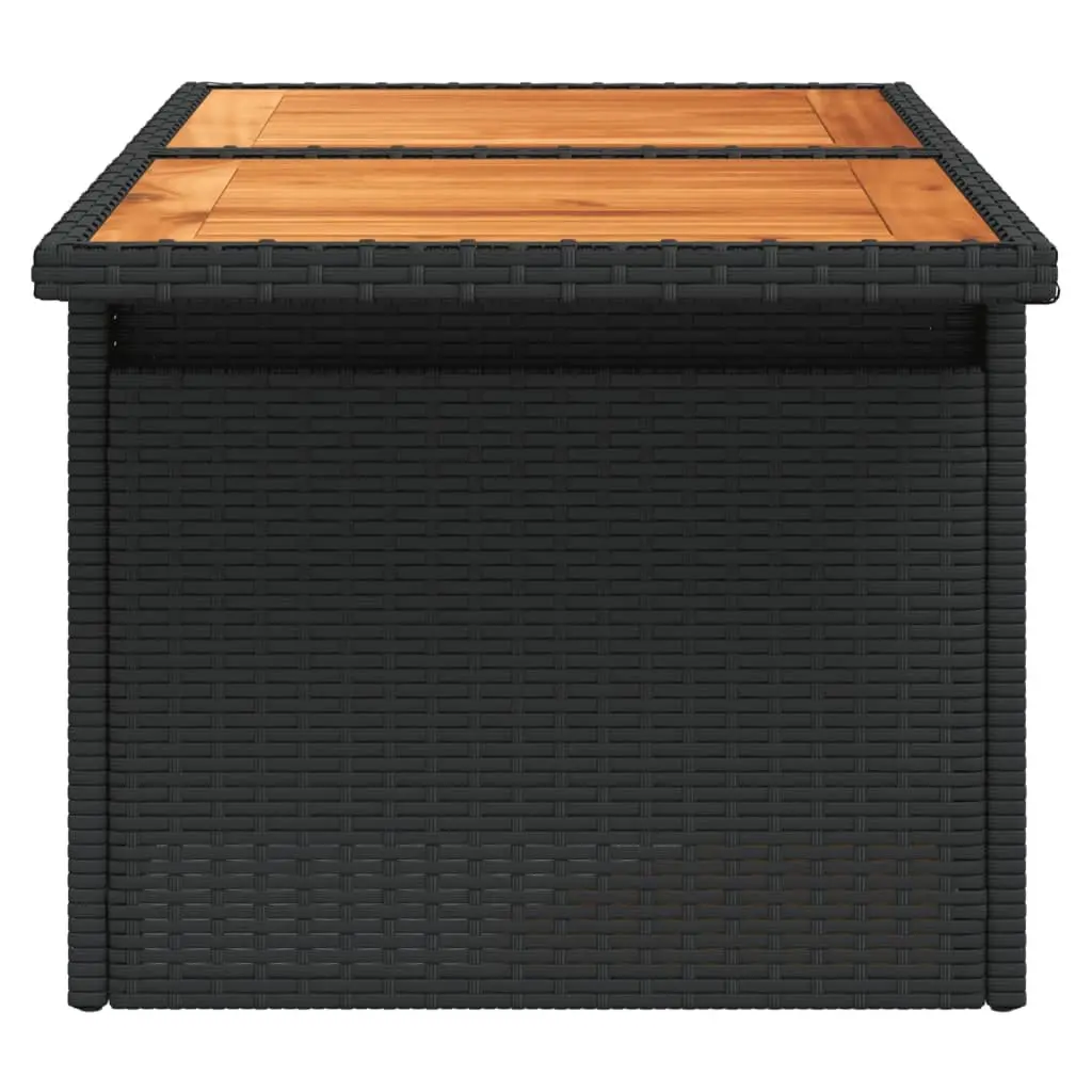 Garden Table Outdoor Furniture Black Poly Rattan Acacia Wood Adjustable Top