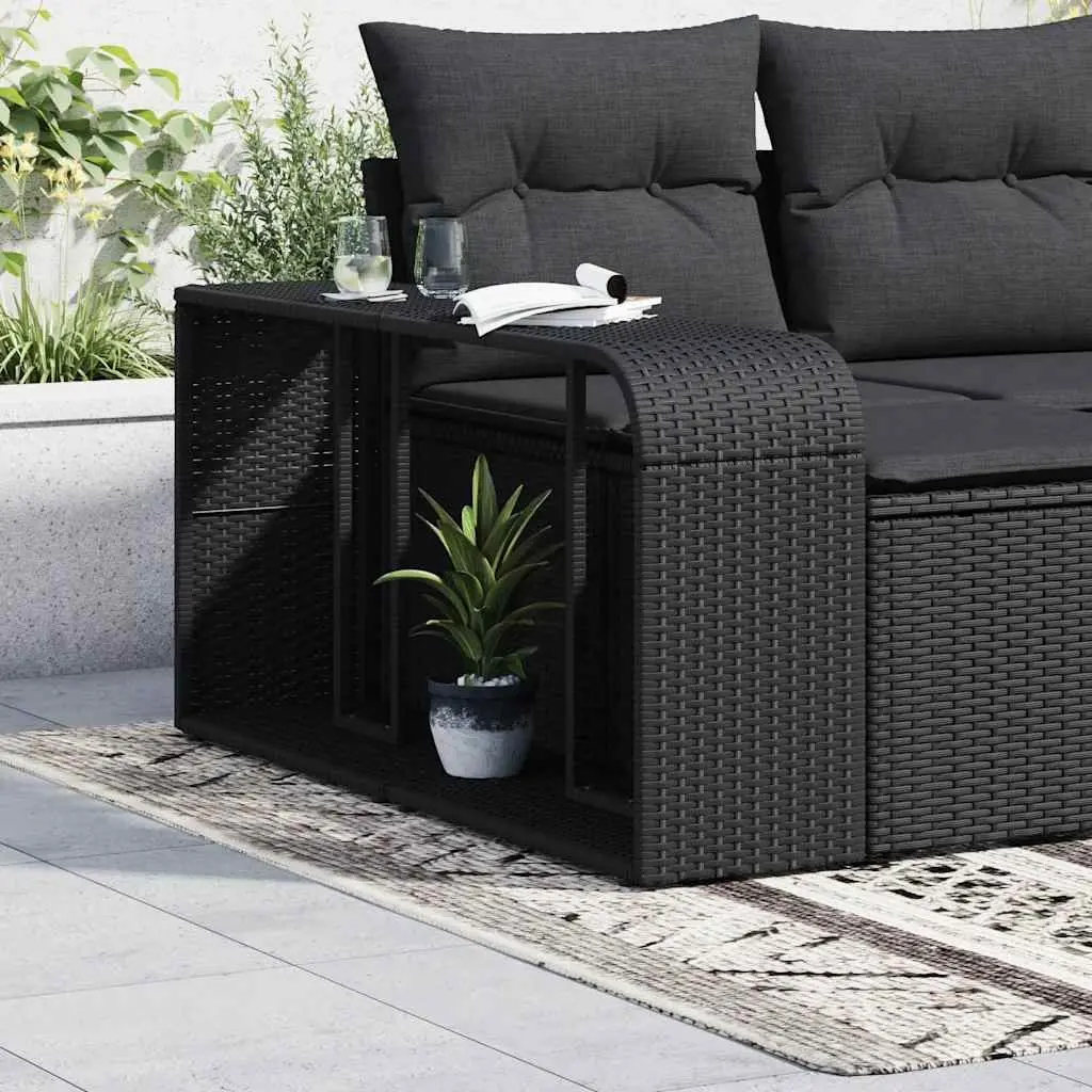 Storage Shelves Black 2 Piece Outdoor Garden Rattan Furniture Racks