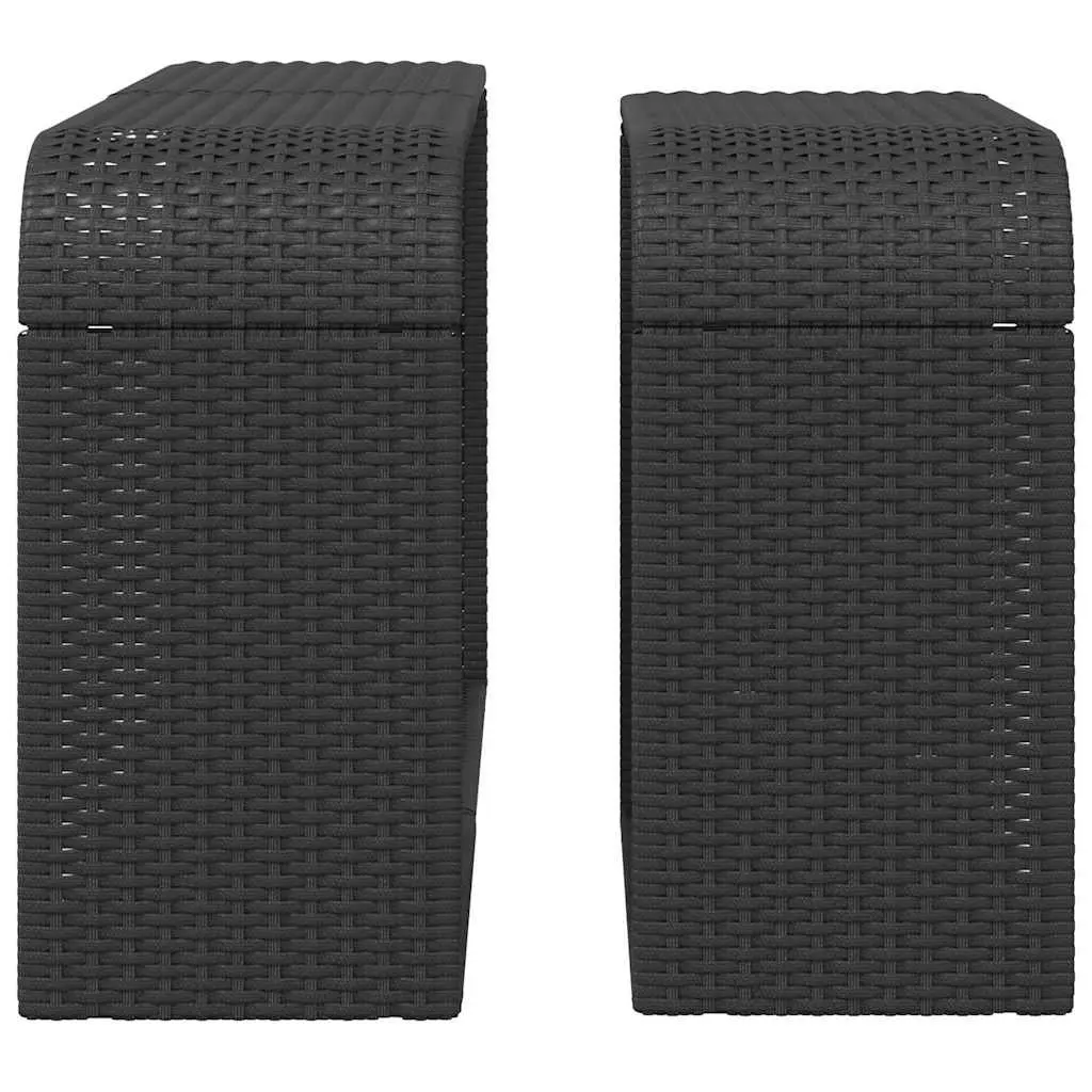 Storage Shelves Black 2 Piece Outdoor Garden Rattan Furniture Racks
