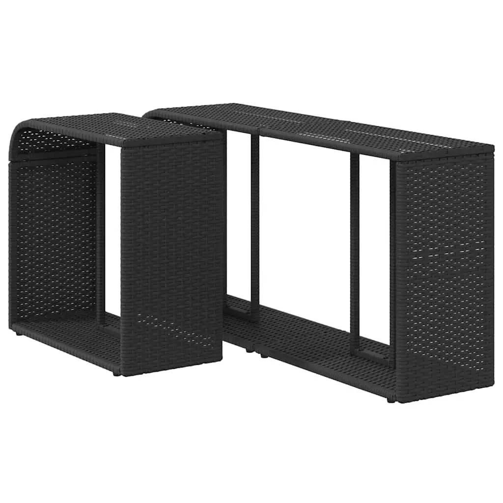 Storage Shelves Black 2 Piece Outdoor Garden Rattan Furniture Racks