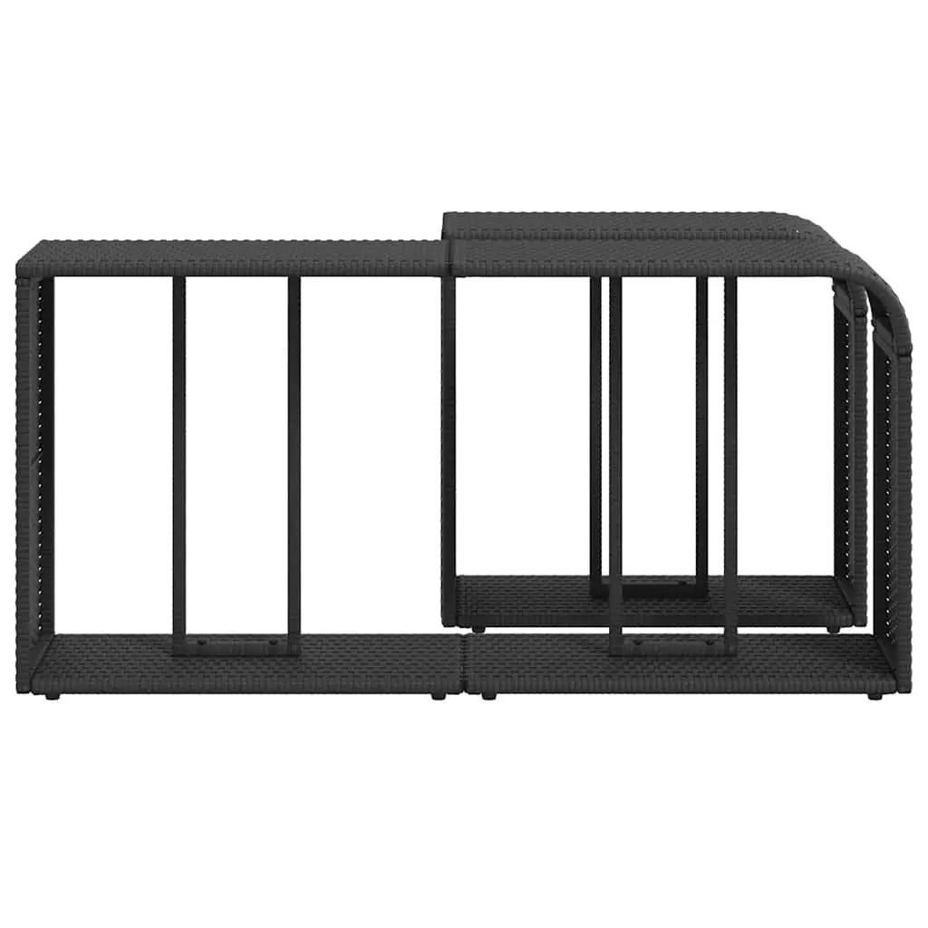 Storage Shelves Black 2 Piece Outdoor Garden Rattan Furniture Racks