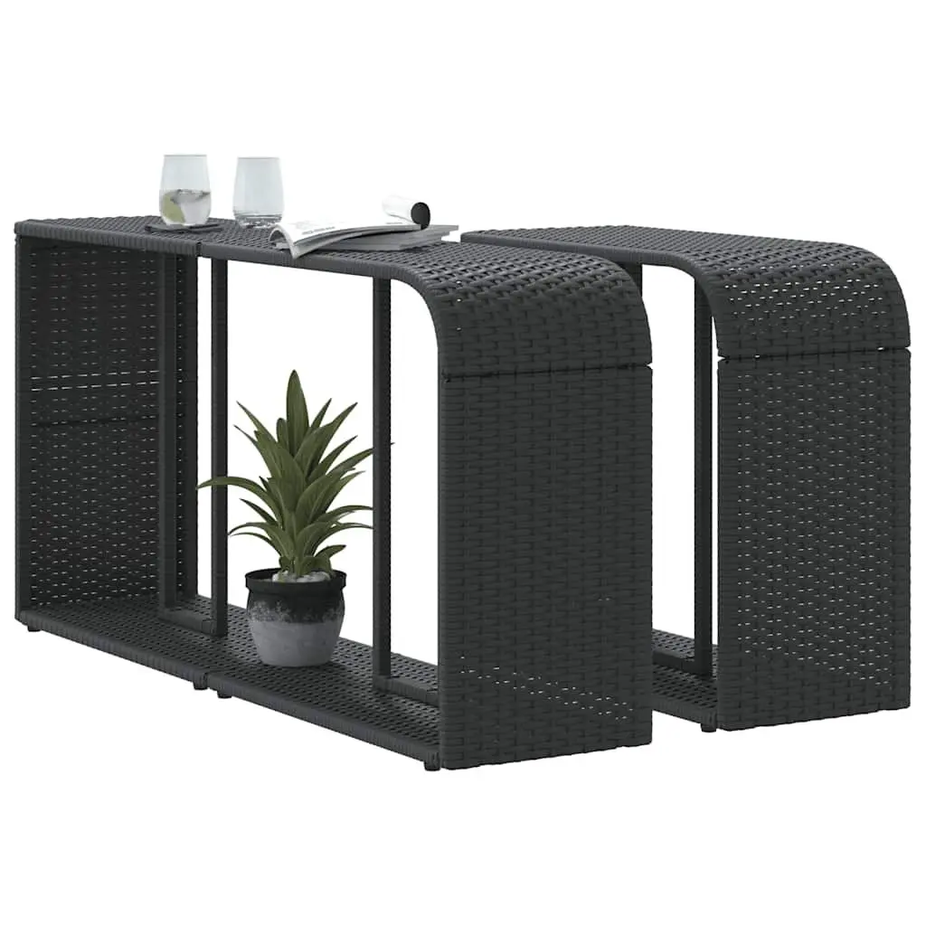 Storage Shelves Black 2 Piece Outdoor Garden Rattan Furniture Racks