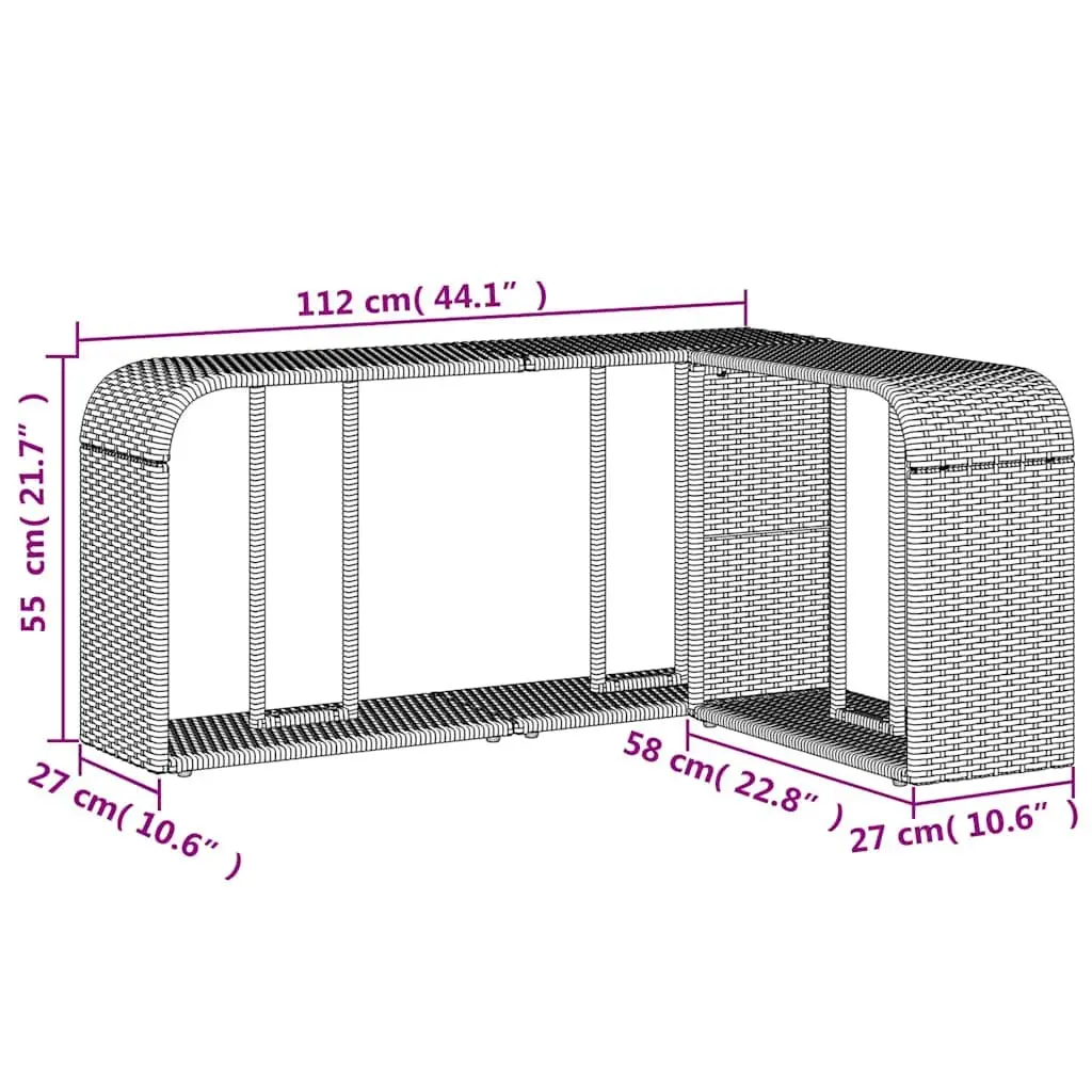 Storage Shelves Black 2 Piece Outdoor Garden Rattan Furniture Racks