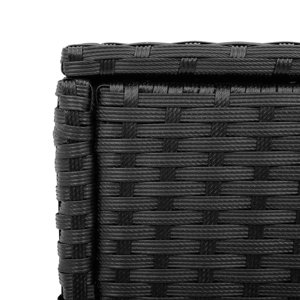 Garden Side Table Outdoor Patio Furniture Black Glass Top Poly Rattan Frame