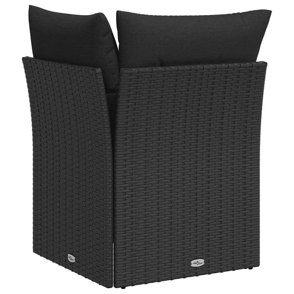 Black Poly Rattan Modular Corner Sofa with Cushions Outdoor Seating