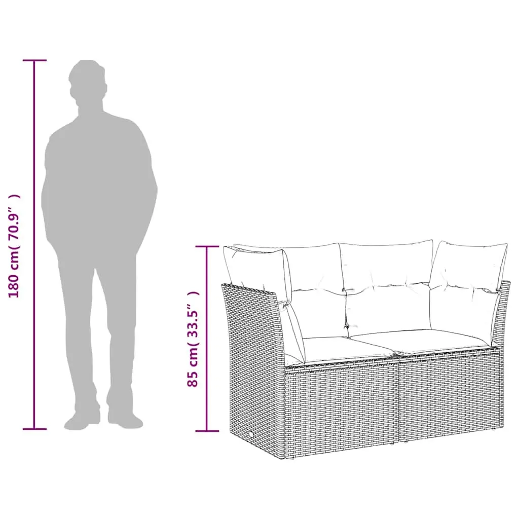 Outdoor Garden Sofa Black 2-Seater PE Rattan with Cushions and Storage Compartment