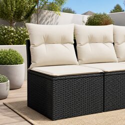 Black Outdoor Sofa with Cushions