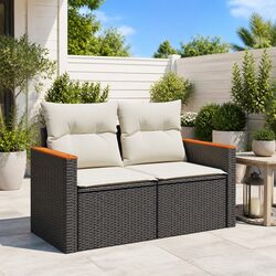 Black Garden Sofa for Two People