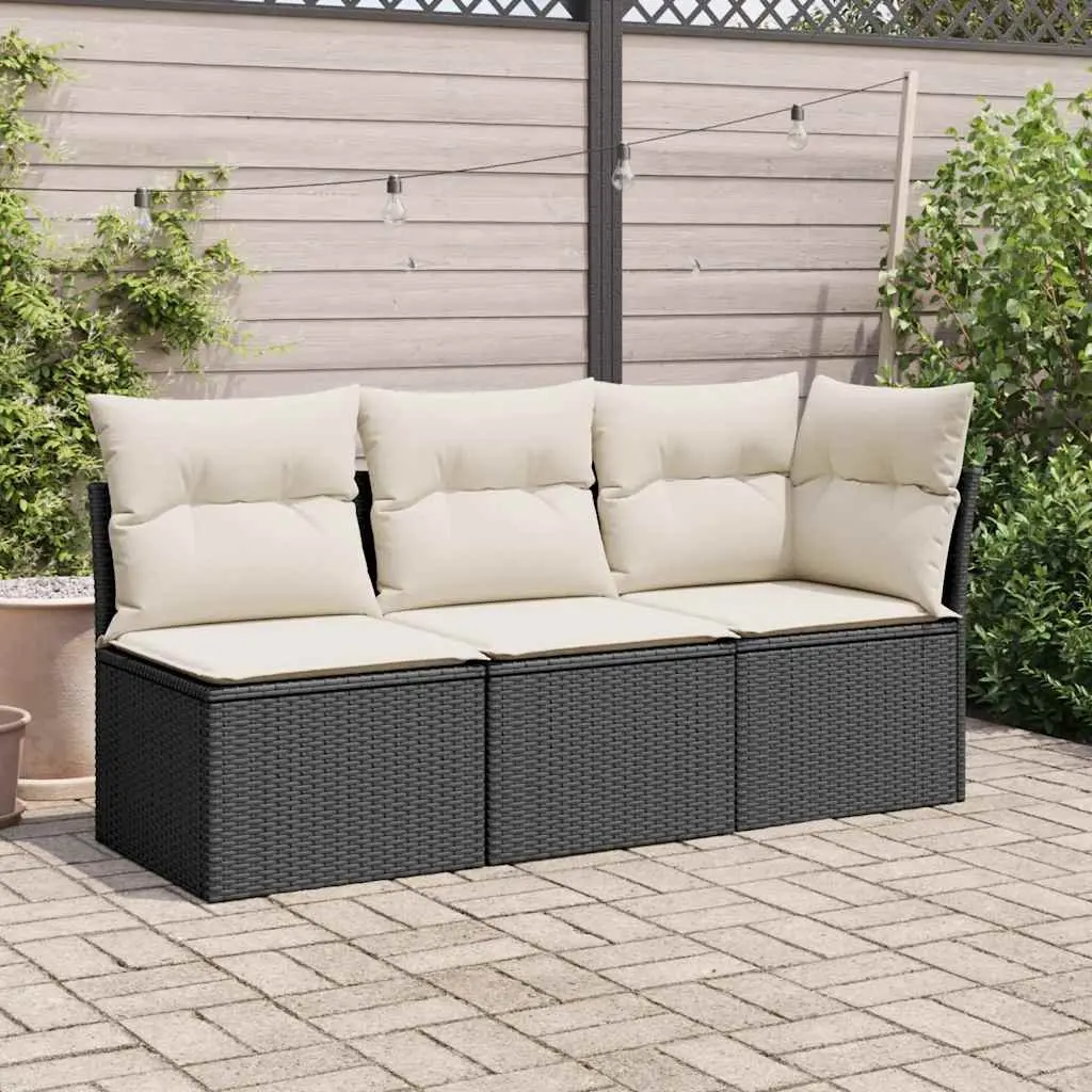 Garden Chair Black Armless Outdoor Seating with Cushions Storage Compartment
