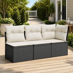 Compact 3-Seater Patio Sofa with Cushions and Storage Bags
