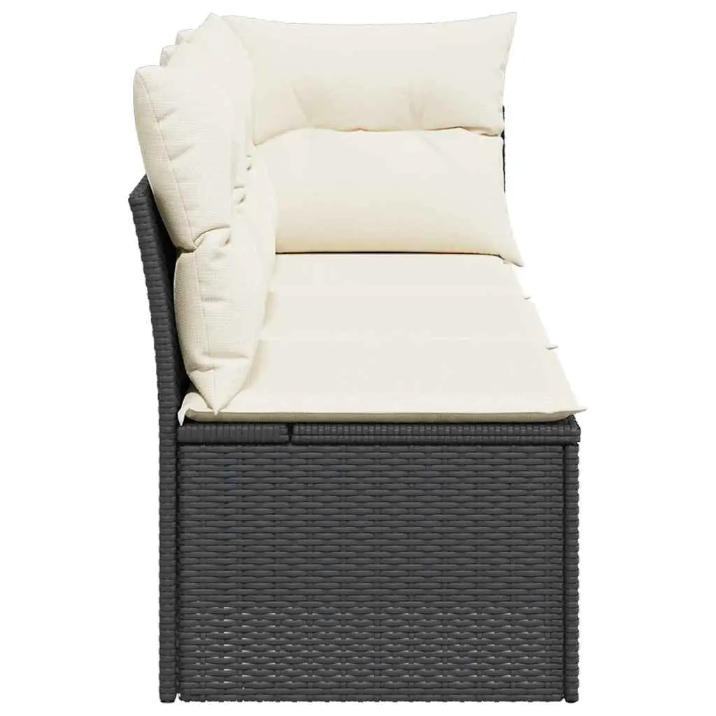 3-Seater Outdoor Garden Sofa with Storage Cushions Modular Patio Seating Black