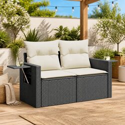 Compact 2-Seater Garden Sofa with Cushions and Table