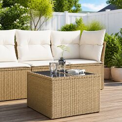 Compact Garden Table with Glass Top for Outdoors