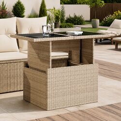 Compact and Stylish Adjustable Garden Table with Glass Top