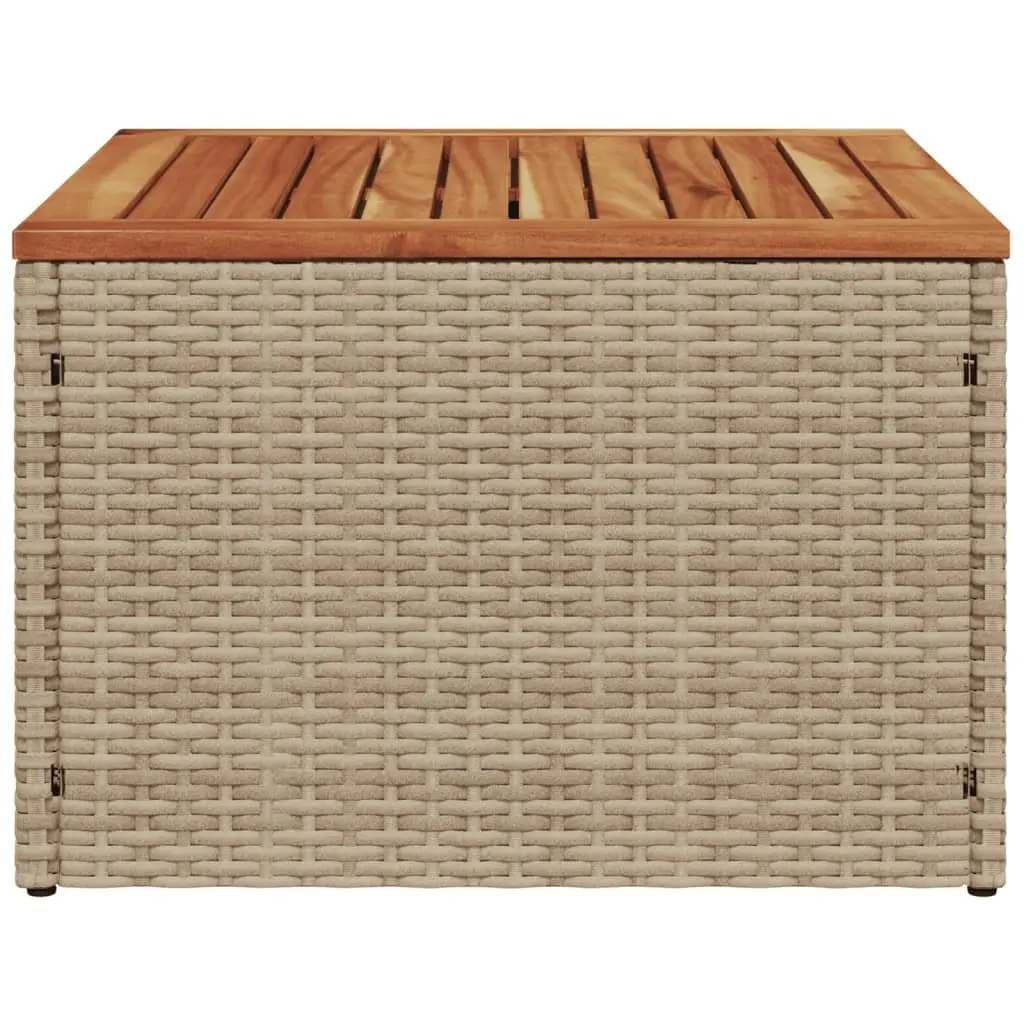 Garden Table Beige 55x55x37cm Outdoor Furniture Poly Rattan Acacia Wood Top