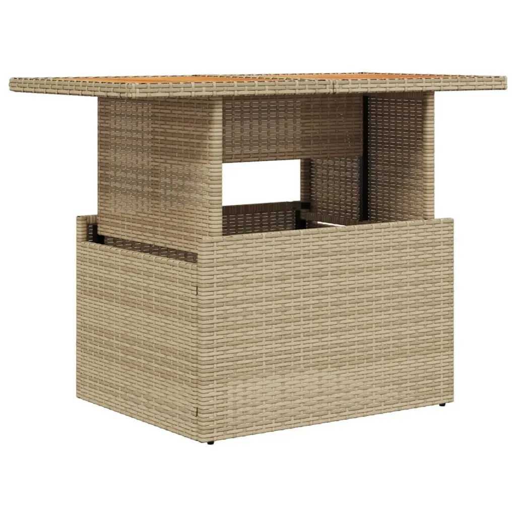 Garden Table Beige Outdoor Furniture Poly Rattan Acacia Wood Patio Coffee Dining