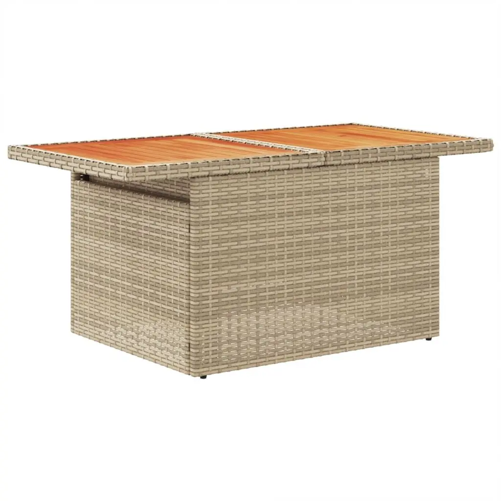Garden Table Beige Outdoor Furniture Poly Rattan Acacia Wood Patio Coffee Dining