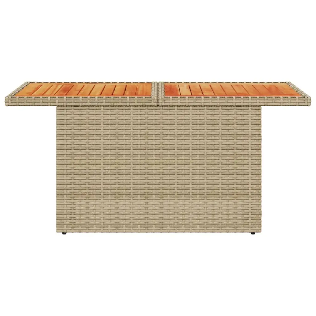 Garden Table Beige Outdoor Furniture Poly Rattan Acacia Wood Patio Coffee Dining