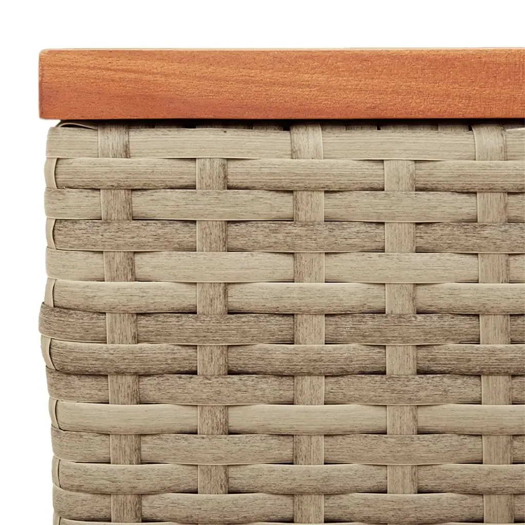 Garden Side Tables 2 pcs Beige Outdoor Patio Furniture PE Rattan Wood Top