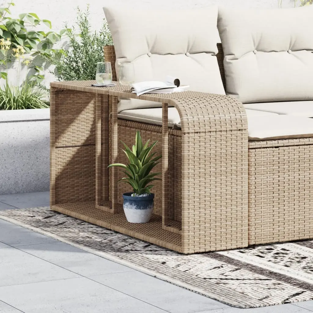 Storage Shelves Beige 2 Piece Outdoor Rattan Organiser for Backyard Garden Patio Furniture