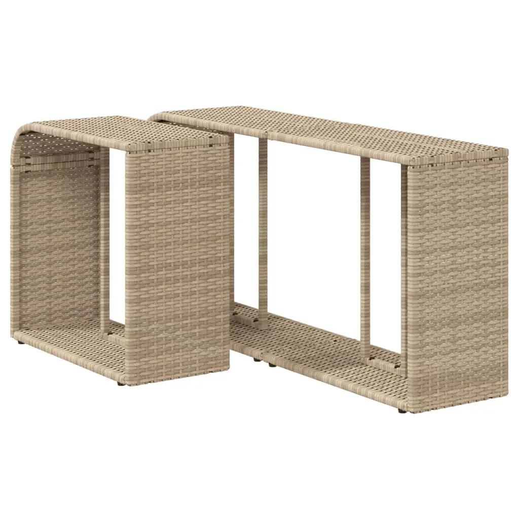 Storage Shelves Beige 2 Piece Outdoor Rattan Organiser for Backyard Garden Patio Furniture