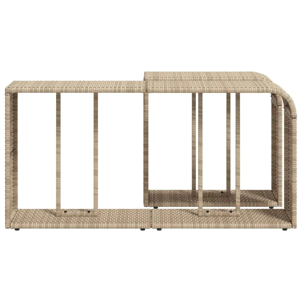Storage Shelves Beige 2 Piece Outdoor Rattan Organiser for Backyard Garden Patio Furniture